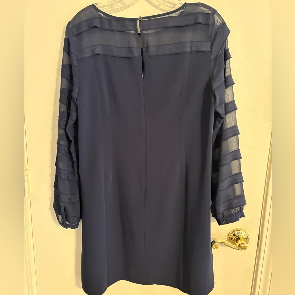 LOFT Blue Sheath Dress with Cuffed Long Sleeves - Picture 4 of 4